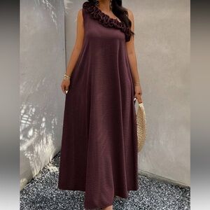 Dark Burgundy Ruffle Dress